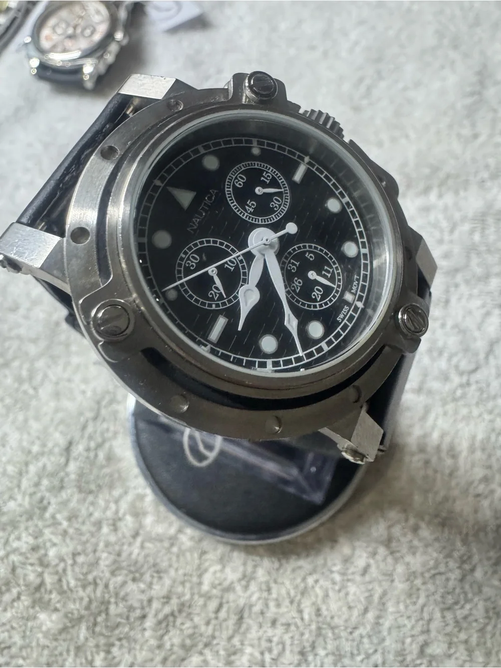 Nautica Men's Black Dial Stainless Steel Chronograph Watch